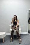 Milan Kumaş Paçası Yırtmaçlı Pijama Takımı Kahveleopar - 50146.1857.
