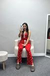 Milan Kumaş Paçası Yırtmaçlı Pijama Takımı Kırmızıkalp - 50146.1857.