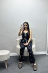 Milan Kumaş Paçası Yırtmaçlı Pijama Takımı Siyahay - 50146.1857.