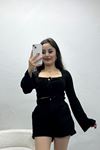 İspanyol Kol Crop Bluz Siyah - 60015.1905.