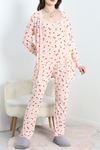 Viskon 3'Lü Set Pijama Takımı Somon - 70099.1050.