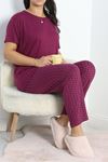 Büyük Beden Poliviskon Pijama Takımı Mor - 50161.1048.