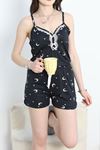 Milan Kumaş Yırtmaçlı Şortlu Pijama Takımı Siyahay - 50149.1857.