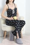 Milan Kumaş Paçası Yırtmaçlı Pijama Takımı Siyahkalp - 50146.1857.