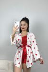 Milan Kumaş 3'Lü Set Şort Takım Kırmızıbeyaz - 70104.1857.