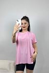 Yanı Yırtmaçlı Bisiklet Yaka Tunik Pembe - 70118.1878.