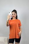 Yanı Yırtmaçlı Bisiklet Yaka Tunik Turuncu - 70118.1878.