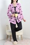 Milan Kumaş 3'Lü Set Pijama Takımı Lilasiyah - 70103.1857.