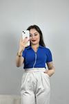 Fermuar Detay Gömlek Yaka Body Saks - 70050.599.