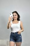 Kalın Askı Crop Atlet Ekru - 40797.1723.