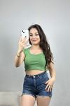 Geniş Yaka Crop Bluz Çağla - 41251.1723.