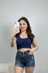 Geniş Yaka Crop Bluz Laci - 41251.1723.
