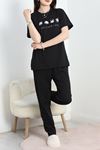 Baskılı Süprem Pijama Takımı Siyah - 50488.1961.