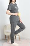 Baskılı Süprem Pijama Takımı Füme - 50488.1961.