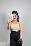 Straplez Crop Bluz Bej - 41247.1723.
