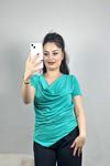 Drape Yaka Sandy Bluz  Suyeşili - 70256.1949.