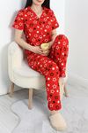 Viskon Düğmeli Pijama Takımı Siyahyıldız - 980.1287.