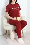 Baskılı Süprem Pijama Takımı Bordo - 50488.1961.