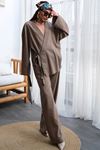 Asimetrik Kimono Takım Kahve - 70153.2000.