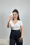 Korsaj Detaylı Bluz  Beyaz - 41382.1595.