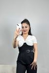 Korsaj Detaylı Bluz  Siyahbeyaz - 41383.1595.