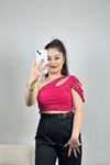 Tek Omuz Bluz Fuşya - 41388.1595.