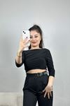Arkası U Yaka Crop Bluz Siyah - 41391.1595.