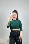 Arkası U Yaka Crop Bluz Zümrüt - 41391.1595.