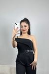 Askılı Yarasa Kol Bluz Siyah - 41395.1595.