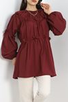 Çiçek Detaylı Tunik Bordo - 50483.1988.