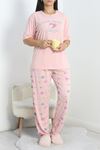 Büyük Beden Poliviskon Pijama Takımı Pembeyeşil - 40640.1049.