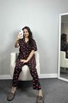 Süprem Düğmeli Pijama Takımı Siyahkiraz - 50194.1857.