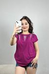 Pul İşlemeli Bluz Mor - 20761.599.