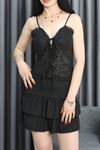 Fiyonk Detaylı Dantel Bluz Siyah - 80046.444.