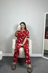 Alt Üst Aynı Viskon Pijama Takımı Kırmızısiyah - 485.1287.