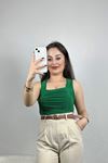 Önü Büzgülü Bluz Zümrüt - 41403.1595.