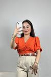 Düğme Detaylı Bluz Turuncu - 41405.1595.