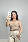 Boyundan Bağlamalı Bluz Koyubej - 41417.1595.