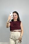 Dik Yaka Büzgülü Bluz Bordo1 - 70300.1949.
