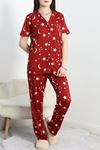 Milan Kumaş Düğmeli Pijama Takımı Bordoay - 50145.1857.