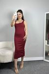 Kaşkorse Askılı Kısa Elbise Bordo - 41271.1748.
