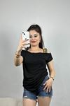 Omuz Şerit Detaylı Viskon Bluz Siyah - 80054.599.