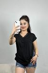 Yakası Dantel Detaylı Viskon Bluz Siyah - 80060.599.
