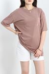 Baskılı Oversize Tişört Kahve1 - 40649.1872.