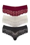 3'Lü Özel Dantelli Brazilian String Set Rengarenk - 1214.1364.