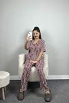 Milan Kumaş Düğmeli Pijama Takımı Bordokiraz - 70455.1048.