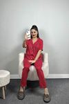 Milan Kumaş Düğmeli Pijama Takımı Kırmızı - 70455.1048.