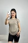 Yakası Halka Detaylı Bluz Vizon - 20775.599.