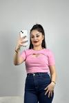 Kalp Detaylı Kaşkorse Bluz Pembe - 40947.1748.