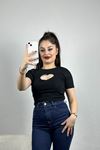 Kalp Detaylı Kaşkorse Bluz Siyah - 40947.1748.